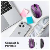 TECKNET Wireless Mouse, 2.4G Ergonomic Optical Mouse, Computer Mouse for Laptop, PC, Computer, Chromebook, Notebook, 6 Buttons, 24 Months Battery Life, 2600 DPI, 5 Adjustment Levels