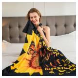 Sunflower Gifts Blankets for Women, Sunflower Blanket Decor Throw Gifts for Women Birthday, Sunflower Birthday Christmas Decorations Flower Butterfly Yellow Blanket for Home Bed Sofa 50x60