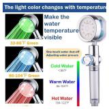 ANTOWER LED Shower Head with Handheld High Pressure Shower Heads Set with 79 Inch Shower Hose,Shower Holder,4 PP Cotton Filters,Turbo Fan Shower Water Temperature-Controlled One Key Pause Switch