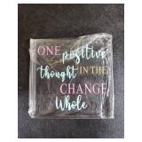 Yulejo Positive Motivational Encouragement Gifts for Women Men One Small Positive Thought in the Morning Can Change Your Whole Day Sign 6" x 6" Inspirational Acrylic Decor for Home Office Decorations