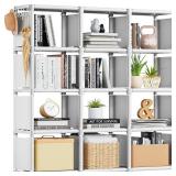 Mavivegue Book Shelf, 12 Cube Storage Organizer, DIY Bookcase, Metal Cube Bookshelf,Tall Book case for Bedroom, Living Room,Office,Closet Storage Organizer, White Cubicle Storage Rack