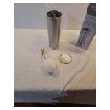 Toilet Brush Holder Stainless Steel/White - Bath Bliss