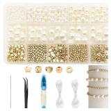 SEMATA 750Pcs Beads for Bracelets Making Kit DIY Pearl Beads for Jewelry Making Kit for Adults Charms for Bracelets String Crystal Beads for Bracelets Making Kit Jewelry Making Supplies Only The Beads