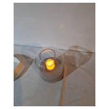 7.68"x6.5" Pillar Concrete/Glass Small Lantern Candle Holder Gray. With Battery Operated LED Votive Vandle. - Thresholdâ¢