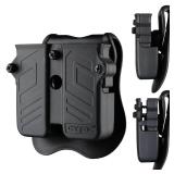 Double Magazine Pouch Fit 9mm 10mm .40 .45 Caliber Dual & Single Stack Magazines - Universal Mag Holder | Polymer Paddle Holster | Adjustable Size & Cant | Ambidextrous | Outside Waistband | Black