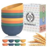 Homienly Bowls for Kitchen Cereal Bowls Wheat Straw Bowls 8 PCS Unbreakable Lightweight Bowls Set Microwave and Dishwasher Safe Bowls,Reusable Bowls for Serving Soup,Oatmeal,Ramen,Salad(Multi, 26 OZ)