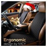 IVICY Linen Car Seat Cover for Cars - Non-Slip Soft & Breathable - Front Car Seat Protector Covers Universal Fits Most Automotive, Vans, SUVs, Trucks - 1 Unit - Black