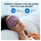 YFONG Weighted Sleep Mask, Women Men 3D Eye Mask Blocking Lights Sleeping Mask (4.2oz/120g), Pressure Relief Night Sleep Eye Mask with Adjustable Strap, Eye Cover Blindfold for Travel Nap Yoga, Purple