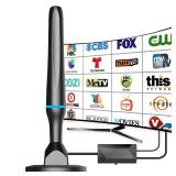 Digital TV Antenna for Smart Tv Indoor, 2024 Newest Digital HDTV Antenna Indoor Outdoor with Strong Magnetic Base, 360° Reception Antenna Tv Digital HD Indoor, Smart Tv Antenna for Free Local Channel