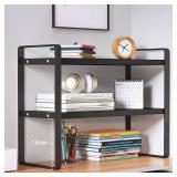 SIDIANBAN Desktop Organizer Shelf Office Storage Rack Computer Desk Bookshelf Adjustable Display Shelf for Office Supplies (Black)