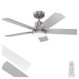 Regair Ceiling Fans with Lights 42-Inch, Remote Control Reversible DC Motors, 3CCT Dimmable Timer Noiseless, Nickel Ceiling Fan for Bedroom Living Room, Indoor&Outdoor ETL Listed - Retail: $107.82