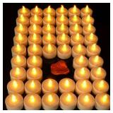 Pandaing Lasts 2X Longer White Flameless Tealight Candles, 40 Pack, Batteries Included, Realistic Tea Lights Candles, Flickering Bright Tealights, Unscented Battery Operated Candles