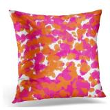 Jbralid Colorful Color Bold Girly Hot Pink Fuchsia Orange Paint Vibrant Pillow Cover Hidden Zipper Cotton Indoor Throw Pillow Case Cushion 20x20 in