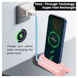 najiaxiaowu Mini Portable Power Bank for iPhone and USB-C Devices,5000mAh Compact Charger Fast Charging Compatible with iPhone 14/13/xr iOS Devices and iPhone 15/Samsung USB-C Phone