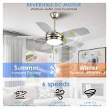 Ayaoty 42 inch Black Ceiling Fans with Lights and Remote Control,Dimmable 3-Color Temperatures LED Ceiling Fan, Reversible, Noiseless, Black Ceiling Fan for Bedroom, Indoor/Outdoor Use