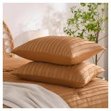 JELLYMONI 2 Pack Rust Pillowcases King Size, Soft Microfiber Striped Tufted Pillow Covers with Envelope Closure (Pillows are not Included)