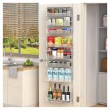 VyGrow Over the Door Pantry Organizer, 8-Tier Over the Door Organizer with Adjustable Basket, Pantry Door Organization for Pantry Kitchen Storage Room Spice Rack, White