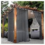 BONZER Outdoor Sheer Curtains for Patio Waterproof - 2 Panels Grommet Indoor Voile Curtains for Living Room, Bedroom, Porch, Pergola, Cabana, 54 x 95 inch, Grey