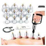 AIKOTOO Cupping Therapy Set w/ 12 Massage Cups for Back Pain Relief Physical Therapy with Hand Pump