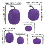 Winlyn 10 Pcs Assorted Size Purple Artificial Pumpkins Decorative Foam Pumpkins Faux Halloween Pumpkin Decor for Fall Harvest Autumn Wedding Thanksgiving Halloween Party Mantel Shelf Table Centerpiece