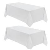 VidaFete 2 Pack 90*132inch Rectangle Tablecloth Polyester Table Cloth - Stain Resistant and Wrinkle Polyester Dining Table Cover for Kitchen Dinning Party Wedding Rectangular Tabletop Decoration(White