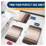 OLANLY Bathroom Rug Mat 24x16, Extra Soft and Absorbent Microfiber Bath Rugs, Non-Slip Plush Shaggy Bath Carpet, Machine Wash Dry, Bath Mats for Bathroom Floor, Tub and Shower, Brown