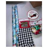 CHRISTMAS DECORATIONS, 24 Gift Bows - Wrapping Paper 2 rolls -  Tree Skirt, Trivet