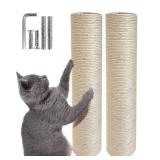 2 PCS M8 Cat Scratching Post Replacement, 15.7 x 3.3 inch Sisal Pole Cat Tree Replacement Post with Screws, Refill Sisal Rope Scratcher Posts for Indoor Kitten Tree Tower Spare Cat Furniture Protector