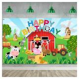 Tatuo Farm Birthday Party Supplies Farm Animal Happy Birthday Photo Background Large Farm Photography Backdrop Decor for Kid Birthday Party Baby Shower, 72.8 x 43.3 Inch