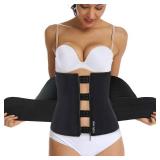 HOPLYNN Sweat Waist Trainer for Women Two Belts, Neoprene Workout Corset Waist Trainer Cincher Trimmer Shaper Zipper Black X-Large