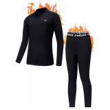 Ewedoos Kids Thermal Underwear Set Long Underwear Boys Girls Long Johns Fleece Lined Base Layer Thermal Set Black Small