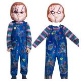 IKALI Kids Chucky Costume Halloween Dress-up Jumpsuit Bodysuit with Mask 4-6 Years