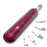 Professional Manicure Pedicure Set, Cordless Electric Nail File Kit, Rechargeable Nail Grinder for Thick Nails, 5 Speeds Hand Foot Nail Care Trimmer Buffer Tools(Red)