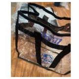 10 Stadium Approved CLEAR Tote Bags 11x11x6 in 10 bags with Blue Logo Great for Concerts (Set of 10)