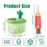 2pcs Cactus Sink Drainer with Cleaning Brush, Waste Collector Filter Press Automatic Dumping Basket Self-Cleaning Cactus Kitchen Sink Drain Strainer Plastic for Home Kitchen Use