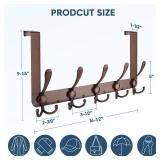 TICONN Over The Door Hooks, 5 Heavy Duty Tri Coat Rack All Metal Coat Hanger for Jacket Hat Towel Bags in Bathroom Bedroom Dorm (Antique Bronze, 2PK)