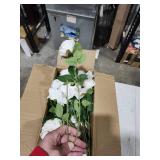 Hananona Artificial Roses in Bulk, Fake Silk Roses Realistic Roses for Wedding Centerpieces Flower Arrangement Home Decor (50, White)