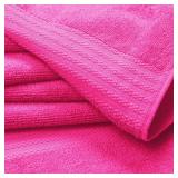 GLAMBURG Ultra Soft 8-Piece Towel Set - 100% Pure Ringspun Cotton, Contains 2 Oversized Bath Towels 27x54, 2 Hand Towels 16x28, 4 Wash Cloths 13x13 - Ideal for Everyday use, Hotel & Spa - Hot Pink