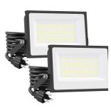 Onforu 60W Flood Lights Outdoor, 6000lm Bright LED Work Light with Plug, 6500K Daylight White LED Flood Light Outdoor, IP66 Waterproof Security Lights Yard Lights for Yard Garage Stadium 2 Pack