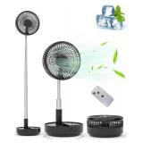 Primevolve Portable Oscillating Standing Fan,Rechargeable Battery Operated USB Floor Table Desk Fan with Remote, 4 Speed Settings Pedestal Fans for Bedroom Office Camping Fishing Travel Black 7.7"