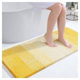 OLANLY Bathroom Rug Mat 47x24, Extra Soft and Absorbent Microfiber Bath Rugs, Non-Slip Plush Shaggy Bath Carpet Runner, Machine Wash Dry, Bath Mats for Bathroom Floor, Tub and Shower, Yellow