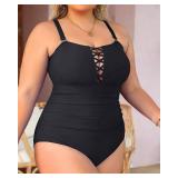 Yonique Women Coral Floral Plus Size One Piece Swimsuits Tummy Control Bathing Suits Vintage Swimwear 14plus