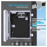 Akwscyby Outdoor Electrical Box, Waterproof Electrical Junction Box IP65 ABS Plastic Enclosure with Fan & Thermostat, Mounting Plate and Hinged Lid (15.7" H x 11" L x 5.9" W)