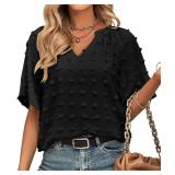 vanberfia V Neck Ruffle Sleeve Blouse Flowy Shirts Dressy Summer Casual Women Tops (XL,S2687-7)