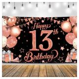 KatchOn Rose Gold Happy 13th Birthday Banner - XtraLarge, 72x44 Inch