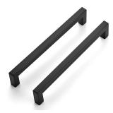 Ravinte 10 Pack Stainless Steel Kitchen Cabinet Handles Matte Black Square Bar Cabinet Pulls Kitchen Drawer Handles Sleek Dresser Drawer Pulls with 7-1/2 inch Hole Centers Flat Black Cabinet Hardware