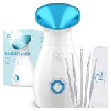 NanoSteamer Large 3-in-1 Nano Ionic Facial Steamer with Precise Temp Control - Humidifier - Unclogs Pores - Blackheads - Spa Quality - Bonus 5 Piece Stainless Steel Skin Kit (Teal)