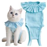 Cat Recovery Suit for Abdominal Wounds and Skin Diseases, Breathable Surgical Recovery Shirt After Surgery Wear Anti Licking Wounds,E-Collar Alternative for Cats Pet Kitten(RSC01-green-l)