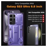 Tongate for Samsung Galaxy S23 Ultra Case, [Bulit-in Slide Camera Cover & Screen Protector] [2 Front Frame] Military Grade Shockproof S23 Ultra Phone Case with Kickstand & Belt-Clip 6.8", Purple