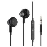 Wired Earbuds Noise Isolating In-Ear Headphones Earphones with Mic Volume Control 3.5mm Plug for Sports Workout Compatible with Cell Phones Android Samsung Galaxy Moto Tablets Laptops Computer (Black)